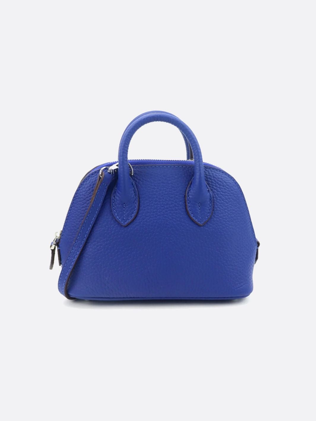 Aurora Dome Mini Handbag – Pebbled Top - Handle Bag with Detachable Strap - in Blue | Arvea Bags