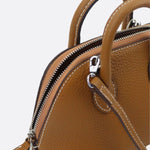 Aurora Dome Mini Handbag – Pebbled Top - Handle Bag with Detachable Strap - in Camel | Arvea Bags