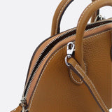 Aurora Dome Mini Handbag – Pebbled Top - Handle Bag with Detachable Strap - in Camel | Arvea Bags