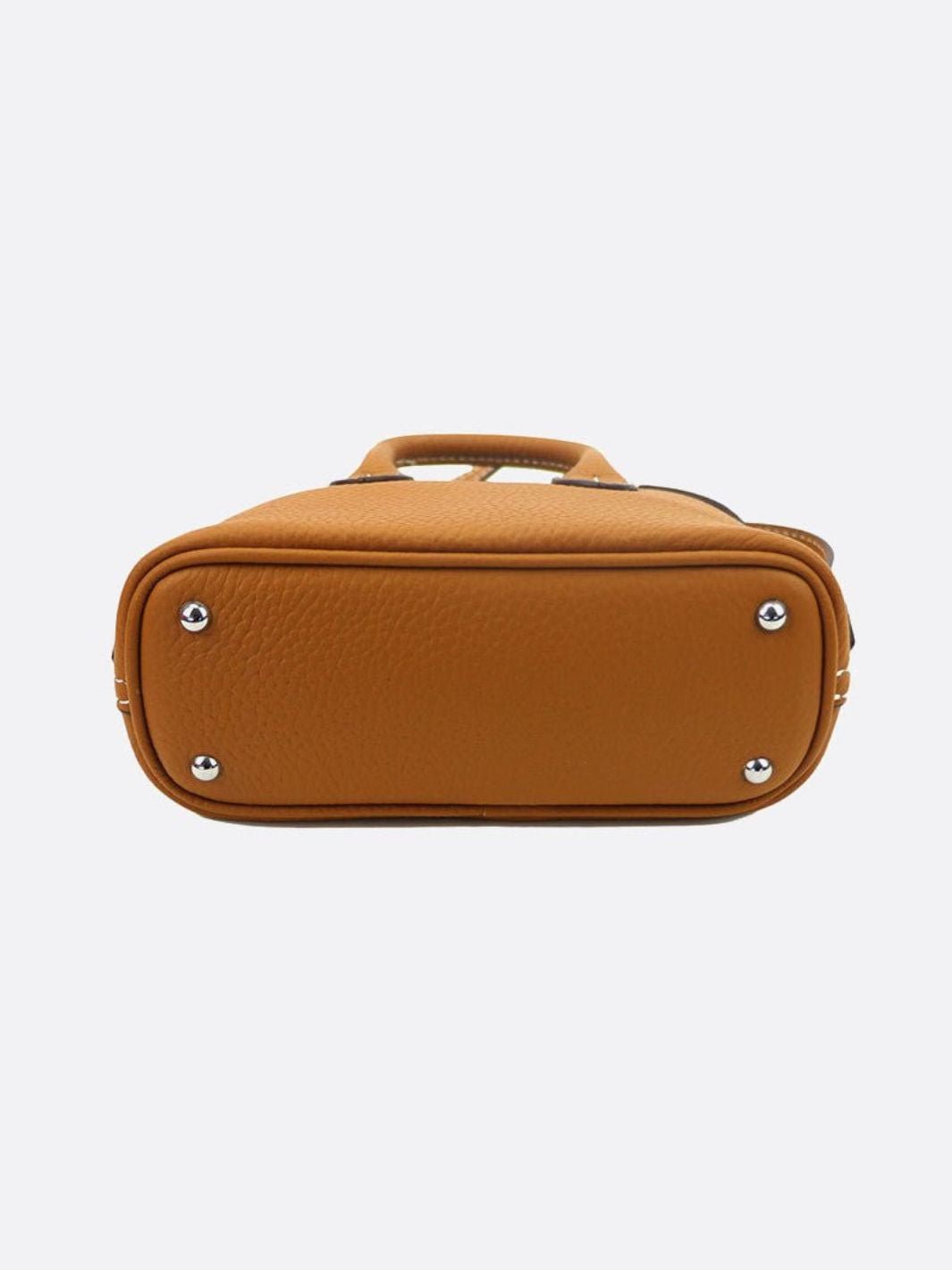 Aurora Dome Mini Handbag – Pebbled Top - Handle Bag with Detachable Strap - in Camel | Arvea Bags