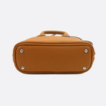 Aurora Dome Mini Handbag – Pebbled Top - Handle Bag with Detachable Strap - in Camel | Arvea Bags