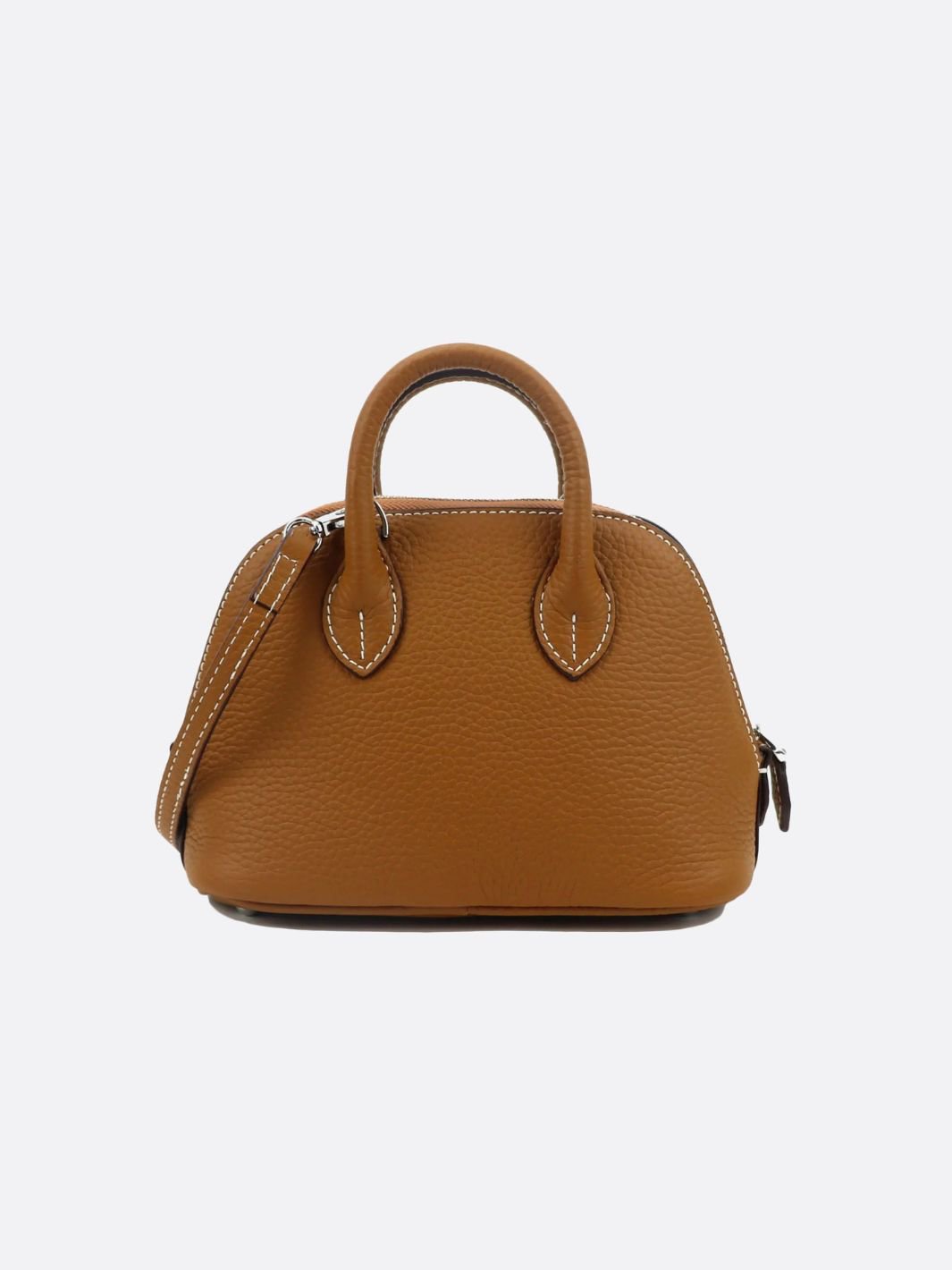 Aurora Dome Mini Handbag – Pebbled Top - Handle Bag with Detachable Strap - in Camel | Arvea Bags