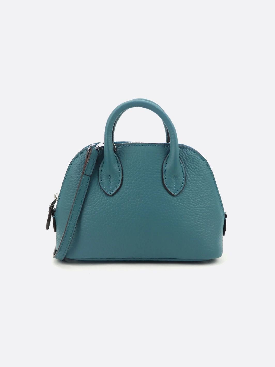 Aurora Dome Mini Handbag – Pebbled Top - Handle Bag with Detachable Strap - in Duck Blue | Arvea Bags