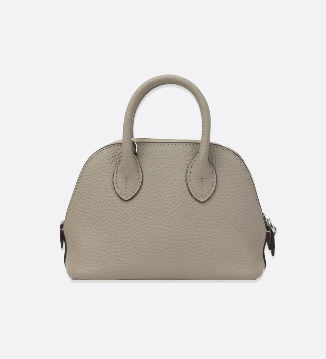 Aurora Dome Mini Handbag – Pebbled Top - Handle Bag with Detachable Strap - in Grey | Arvea Bags