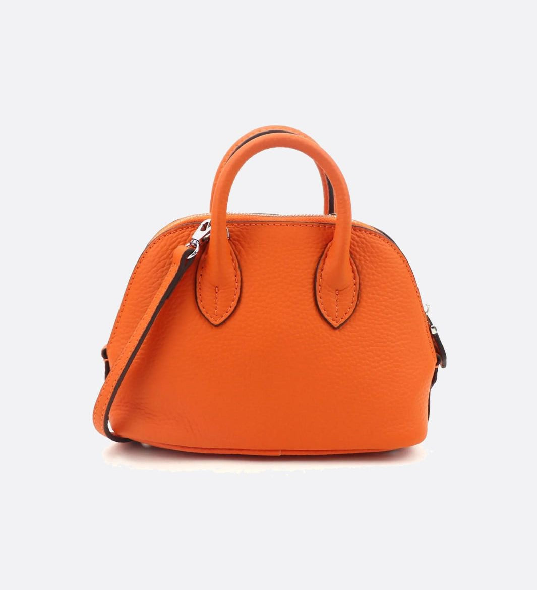 Aurora Dome Mini Handbag – Pebbled Top - Handle Bag with Detachable Strap - in Orange | Arvea Bags