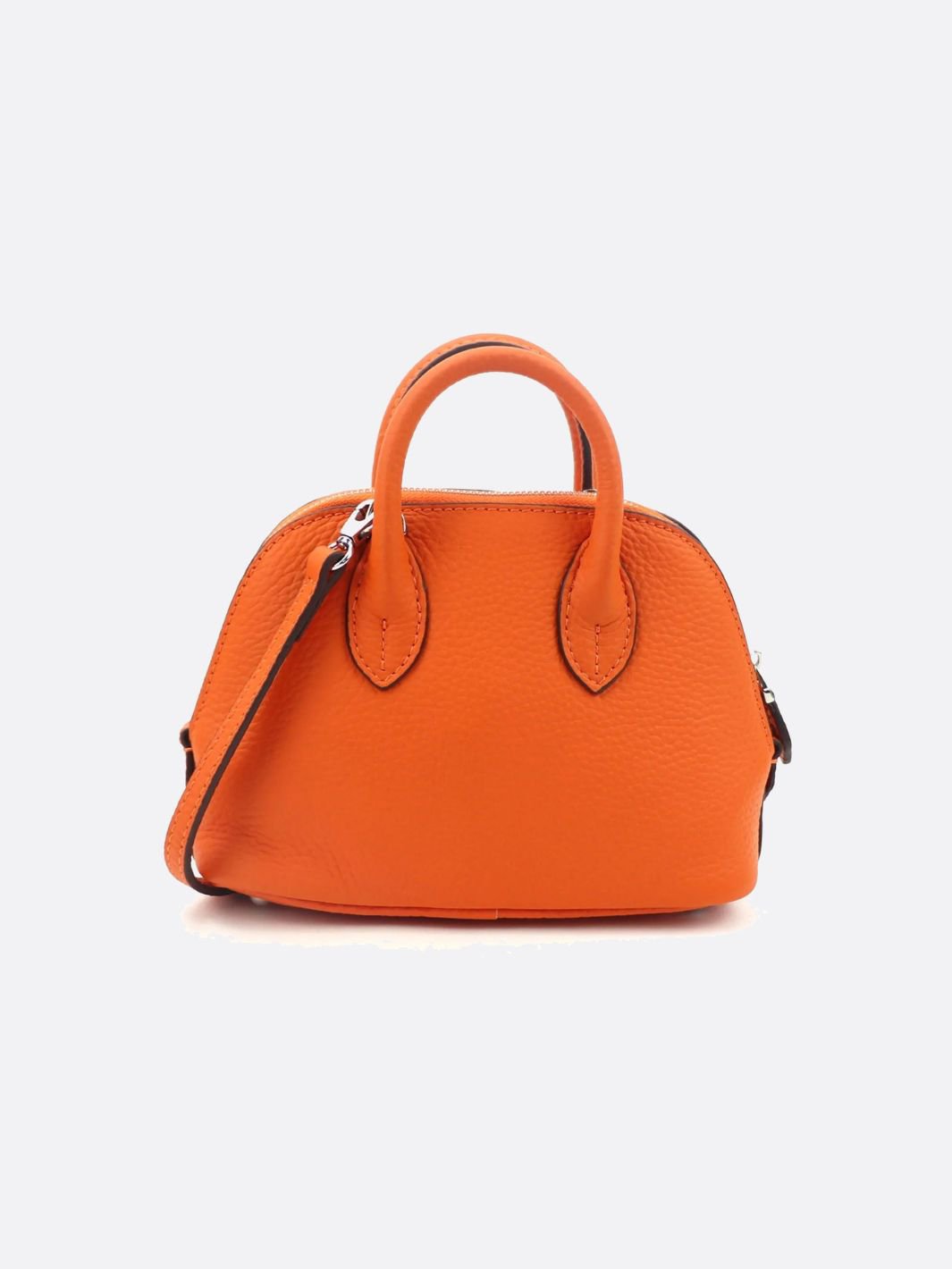 Aurora Dome Mini Handbag – Pebbled Top - Handle Bag with Detachable Strap - in Orange | Arvea Bags