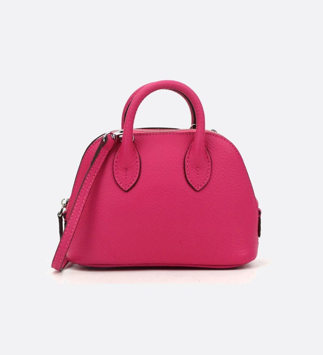 Aurora Dome Mini Handbag – Pebbled Top - Handle Bag with Detachable Strap - in Salmon Pink | Arvea Bags