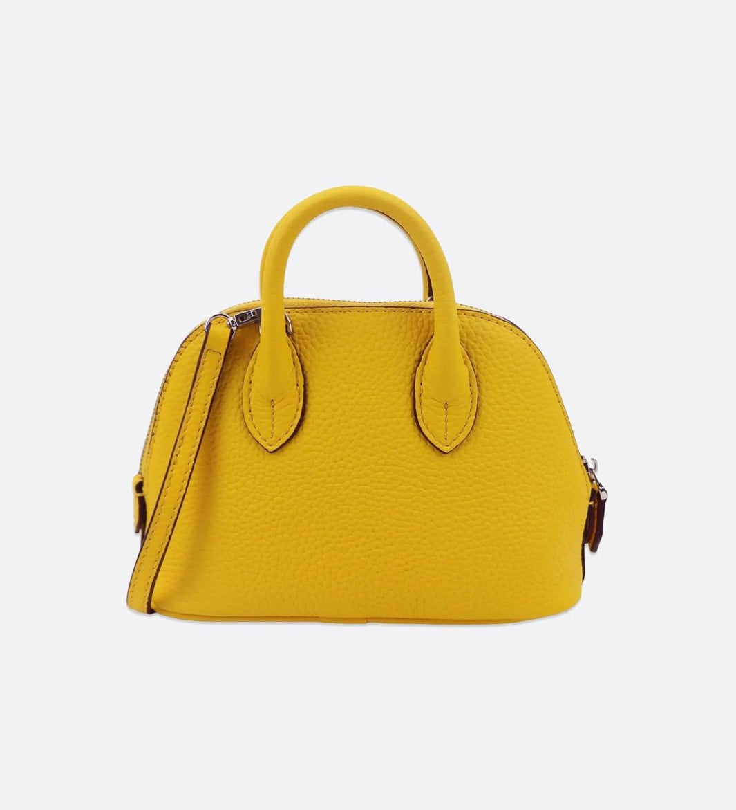 Aurora Dome Mini Handbag – Pebbled Top - Handle Bag with Detachable Strap - in Yellow | Arvea Bags