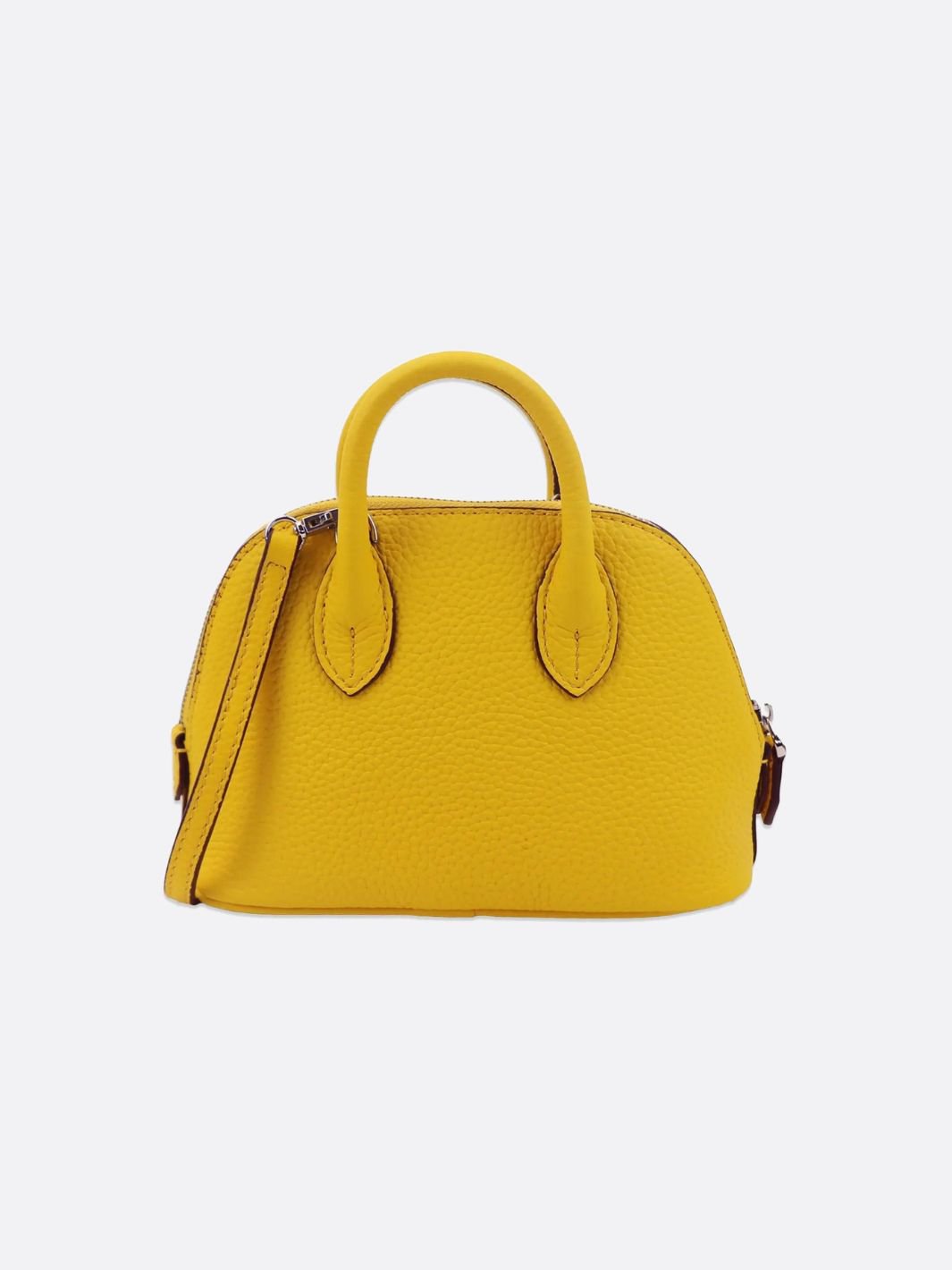 Aurora Dome Mini Handbag – Pebbled Top - Handle Bag with Detachable Strap - in Yellow | Arvea Bags