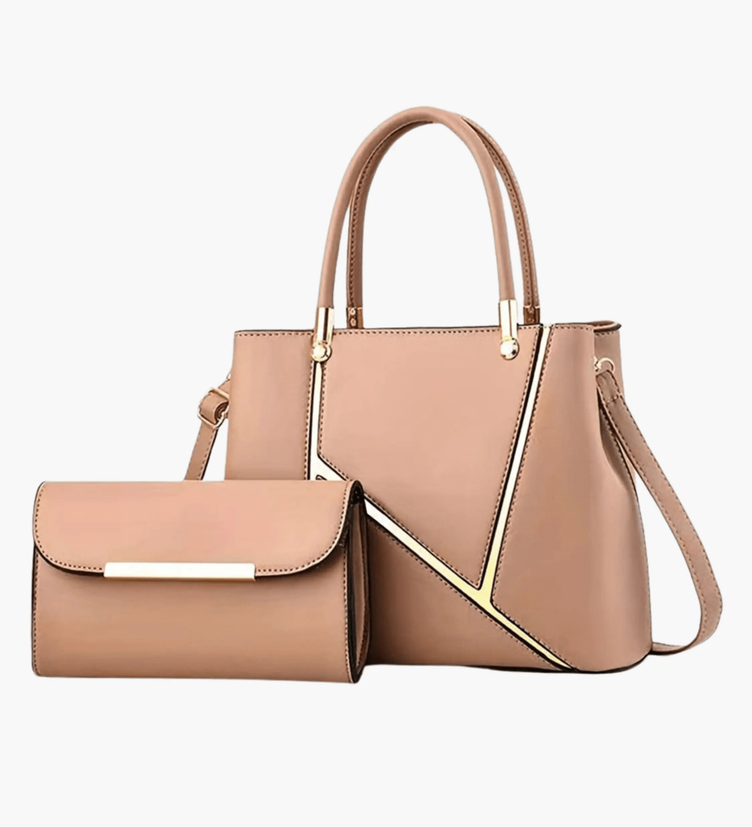 Aurora | Elegant Handbag & Clutch Set – Modern Luxury for Every Occasion - in Khaki | Arvea Bags