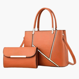 Aurora | Elegant Handbag & Clutch Set – Modern Luxury for Every Occasion - in Light Brown | Arvea Bags