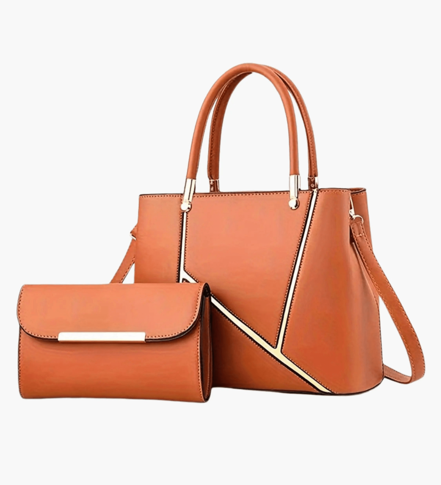 Aurora | Elegant Handbag & Clutch Set – Modern Luxury for Every Occasion - in Light Brown | Arvea Bags