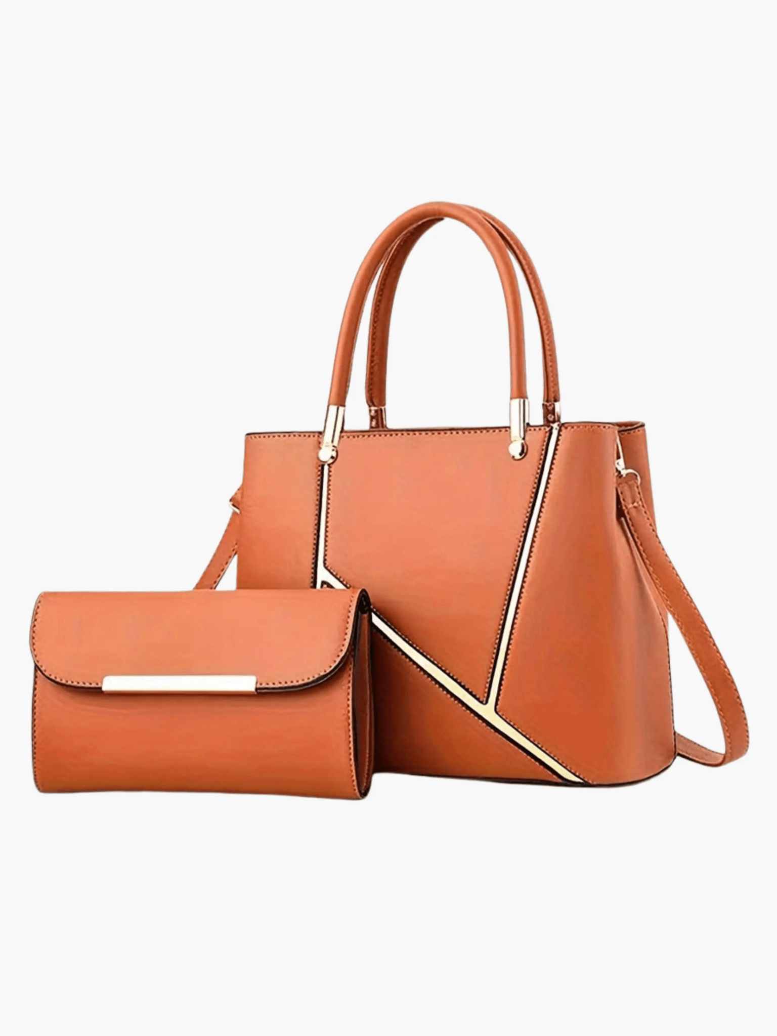Aurora | Elegant Handbag & Clutch Set – Modern Luxury for Every Occasion - in Light Brown | Arvea Bags