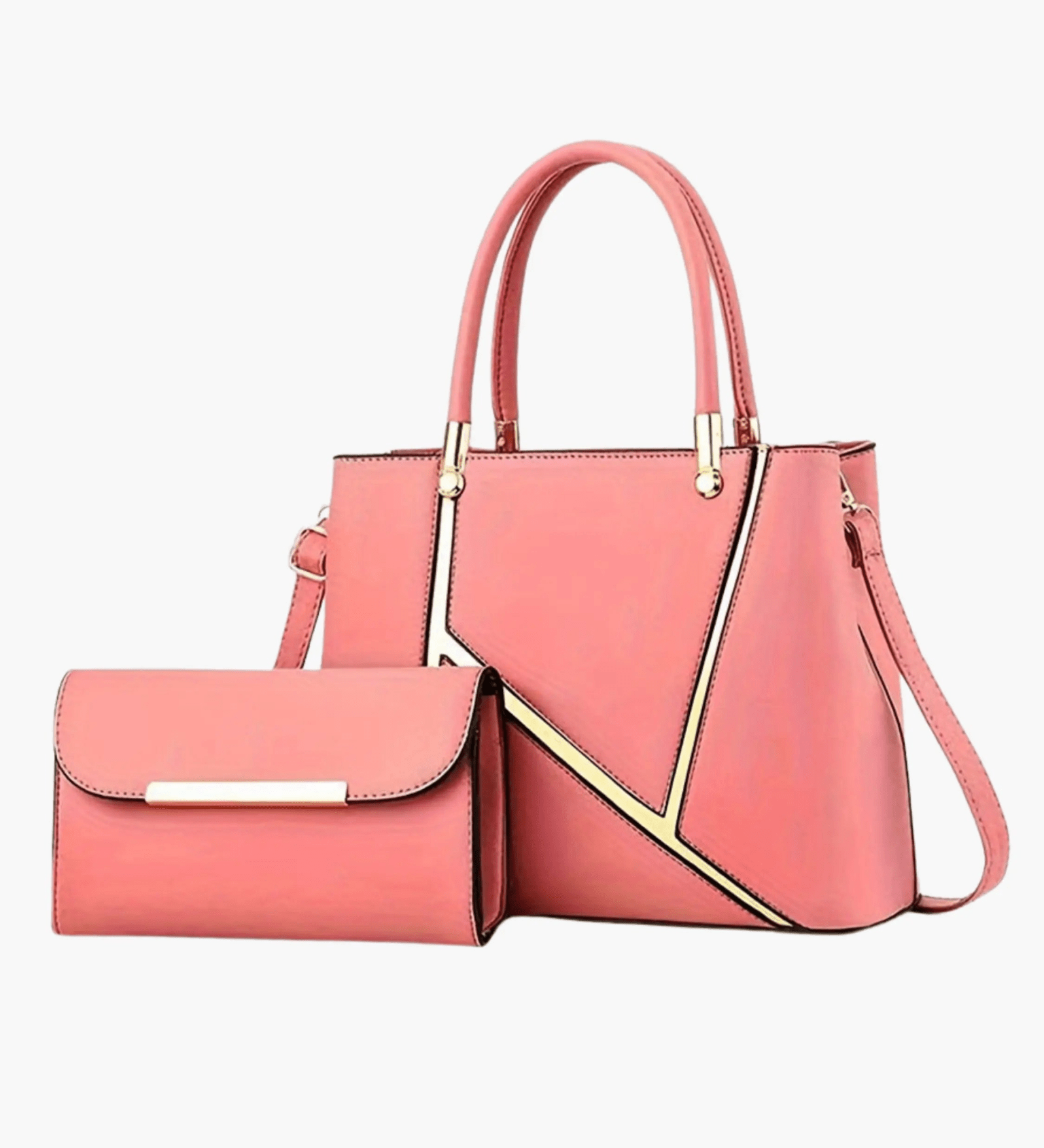 Aurora | Elegant Handbag & Clutch Set – Modern Luxury for Every Occasion - in Salmon Pink | Arvea Bags