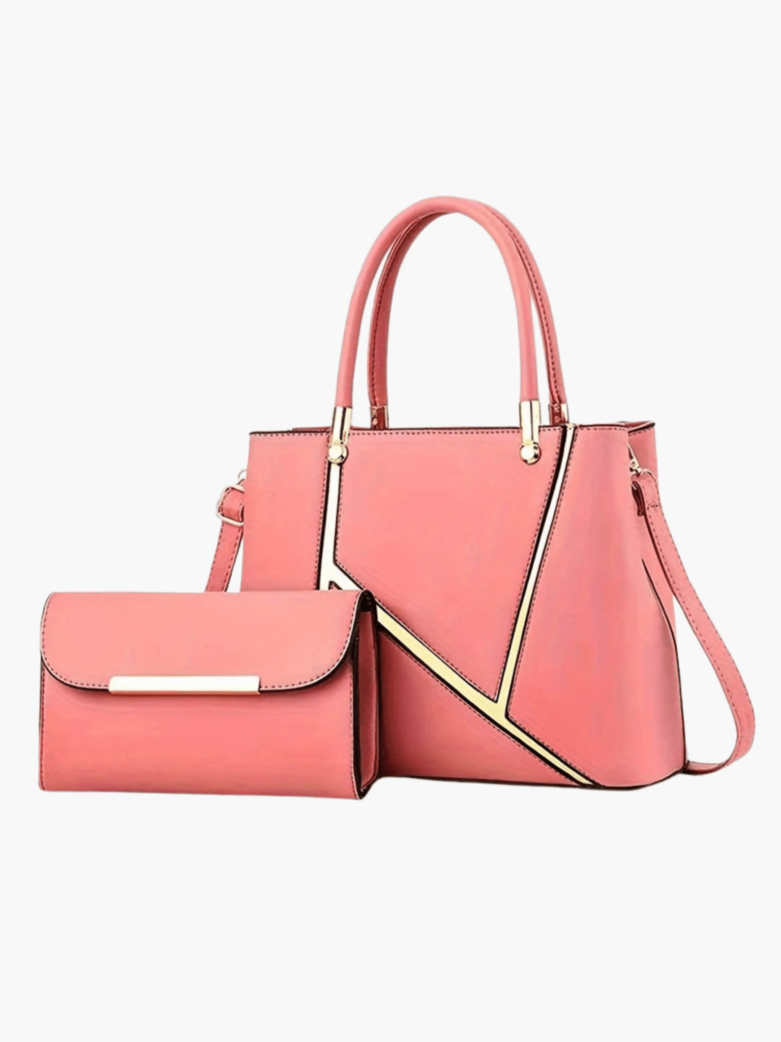 Aurora | Elegant Handbag & Clutch Set – Modern Luxury for Every Occasion - in Salmon Pink | Arvea Bags