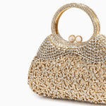 Aurora | Gold Crystal Embellished Evening Bag – Opulent & Dazzling - in | Arvea Bags