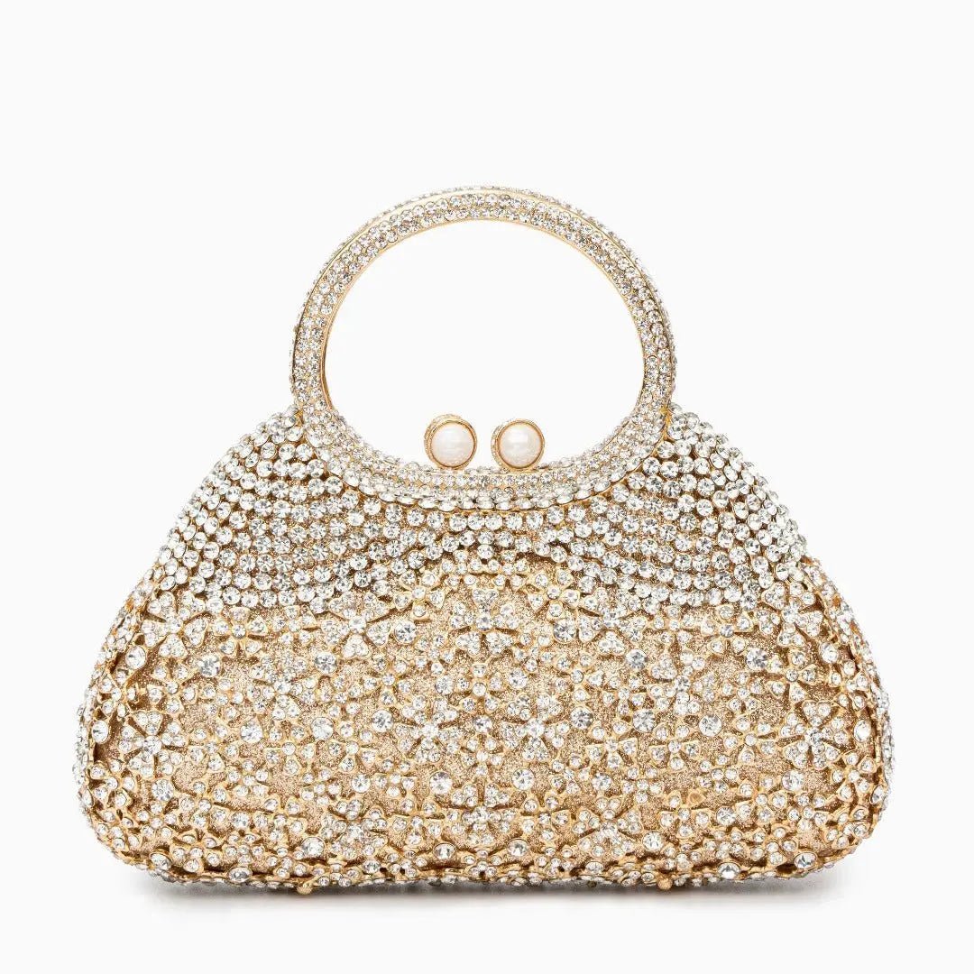 Aurora | Gold Crystal Embellished Evening Bag – Opulent & Dazzling - in | Arvea Bags