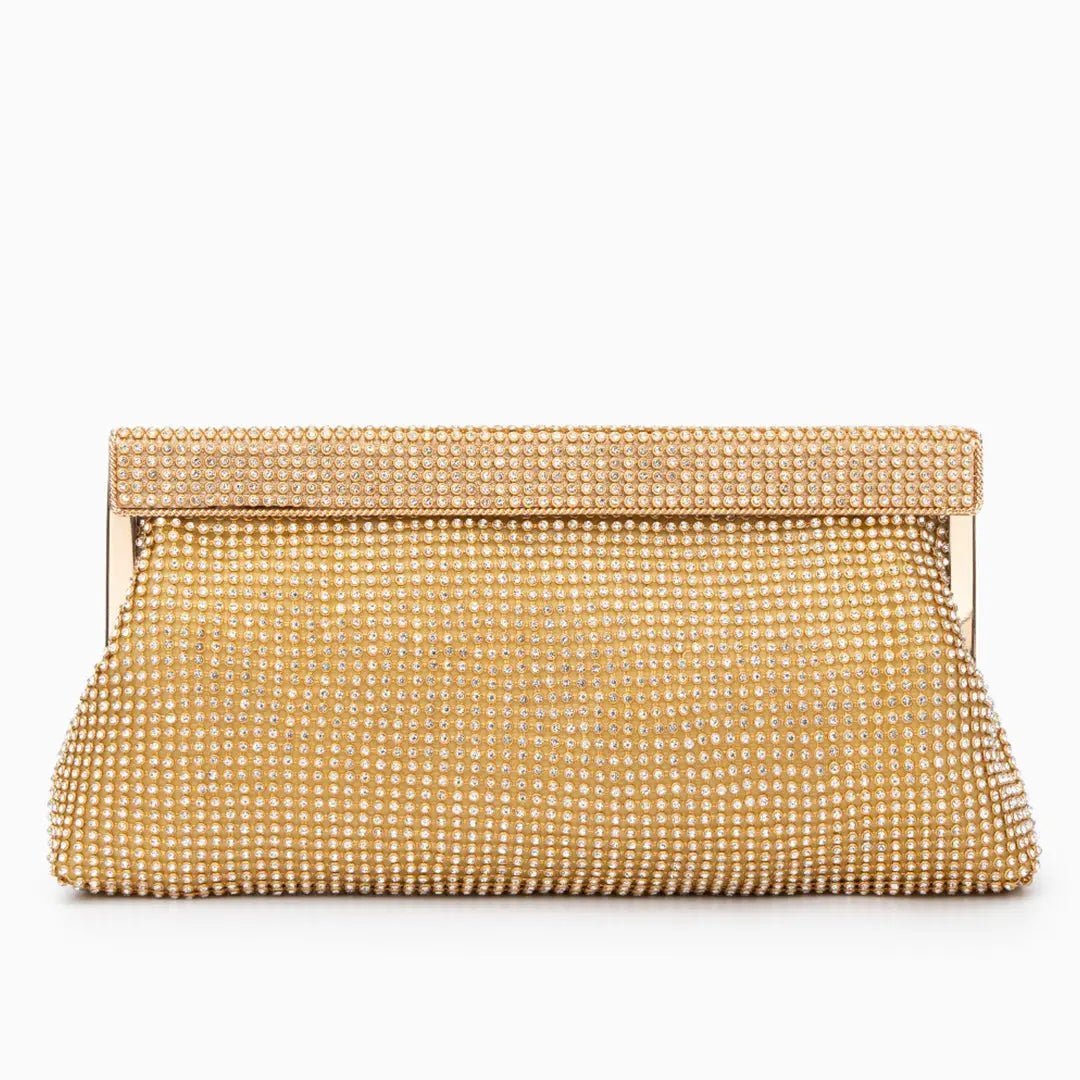 Aurora | Gold Crystal Mesh Evening Clutch – Luxe Radiance - in Gold | Arvea Bags