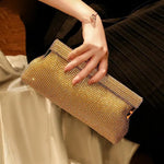 Aurora | Gold Crystal Mesh Evening Clutch – Luxe Radiance - in Gold | Arvea Bags