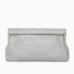 Aurora | Gold Crystal Mesh Evening Clutch – Luxe Radiance - in Silver | Arvea Bags