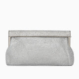 Aurora | Gold Crystal Mesh Evening Clutch – Luxe Radiance - in Silver | Arvea Bags