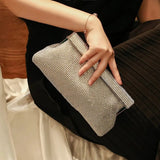Aurora | Gold Crystal Mesh Evening Clutch – Luxe Radiance - in Silver | Arvea Bags