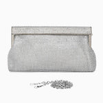 Aurora | Gold Crystal Mesh Evening Clutch – Luxe Radiance - in Silver | Arvea Bags