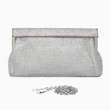 Aurora | Gold Crystal Mesh Evening Clutch – Luxe Radiance - in Silver | Arvea Bags