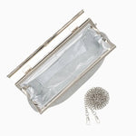 Aurora | Gold Crystal Mesh Evening Clutch – Luxe Radiance - in Silver | Arvea Bags