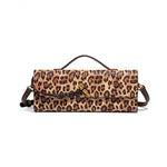 Aurora | Leopard Print Crossbody Bag – Faux Leather Clutch with Gold Lock - in Original Leopard | Arvea Bags