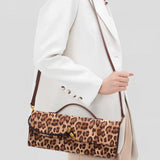 Aurora | Leopard Print Crossbody Bag – Faux Leather Clutch with Gold Lock - in Original Leopard | Arvea Bags