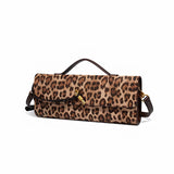 Aurora | Leopard Print Crossbody Bag – Faux Leather Clutch with Gold Lock - in Original Leopard | Arvea Bags