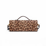 Aurora | Leopard Print Crossbody Bag – Faux Leather Clutch with Gold Lock - in Original Leopard | Arvea Bags