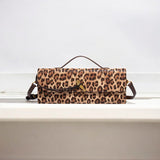 Aurora | Leopard Print Crossbody Bag – Faux Leather Clutch with Gold Lock - in Original Leopard | Arvea Bags