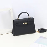 Aurora Signature Mini Leather Handbag – Women's Structured Top Handle Bag - in Black | Arvea Bags