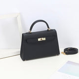 Aurora Signature Mini Leather Handbag – Women's Structured Top Handle Bag - in Black | Arvea Bags