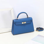 Aurora Signature Mini Leather Handbag – Women's Structured Top Handle Bag - in Blue | Arvea Bags