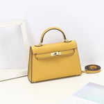 Aurora Signature Mini Leather Handbag – Women's Structured Top Handle Bag - in Caramel | Arvea Bags