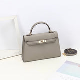 Aurora Signature Mini Leather Handbag – Women's Structured Top Handle Bag - in Classic Brown | Arvea Bags