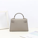 Aurora Signature Mini Leather Handbag – Women's Structured Top Handle Bag - in Grey | Arvea Bags