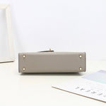 Aurora Signature Mini Leather Handbag – Women's Structured Top Handle Bag - in Grey | Arvea Bags
