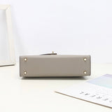 Aurora Signature Mini Leather Handbag – Women's Structured Top Handle Bag - in Grey | Arvea Bags
