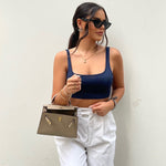 Aurora Signature Mini Leather Handbag – Women's Structured Top Handle Bag - in Grey | Arvea Bags