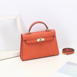 Aurora Signature Mini Leather Handbag – Women's Structured Top Handle Bag - in Orange | Arvea Bags
