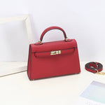 Aurora Signature Mini Leather Handbag – Women's Structured Top Handle Bag - in Red | Arvea Bags