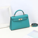Aurora Signature Mini Leather Handbag – Women's Structured Top Handle Bag - in Teal | Arvea Bags