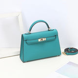 Aurora Signature Mini Leather Handbag – Women's Structured Top Handle Bag - in Teal | Arvea Bags