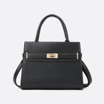 Aurora Signature Trapeze Bag – Structured Handbag with Turn - Lock Closure - in Black | Arvea Bags