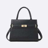 Aurora Signature Trapeze Bag – Structured Handbag with Turn - Lock Closure - in Black | Arvea Bags