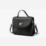 Aurora Signature Trapeze Bag – Structured Handbag with Turn - Lock Closure - in Black | Arvea Bags
